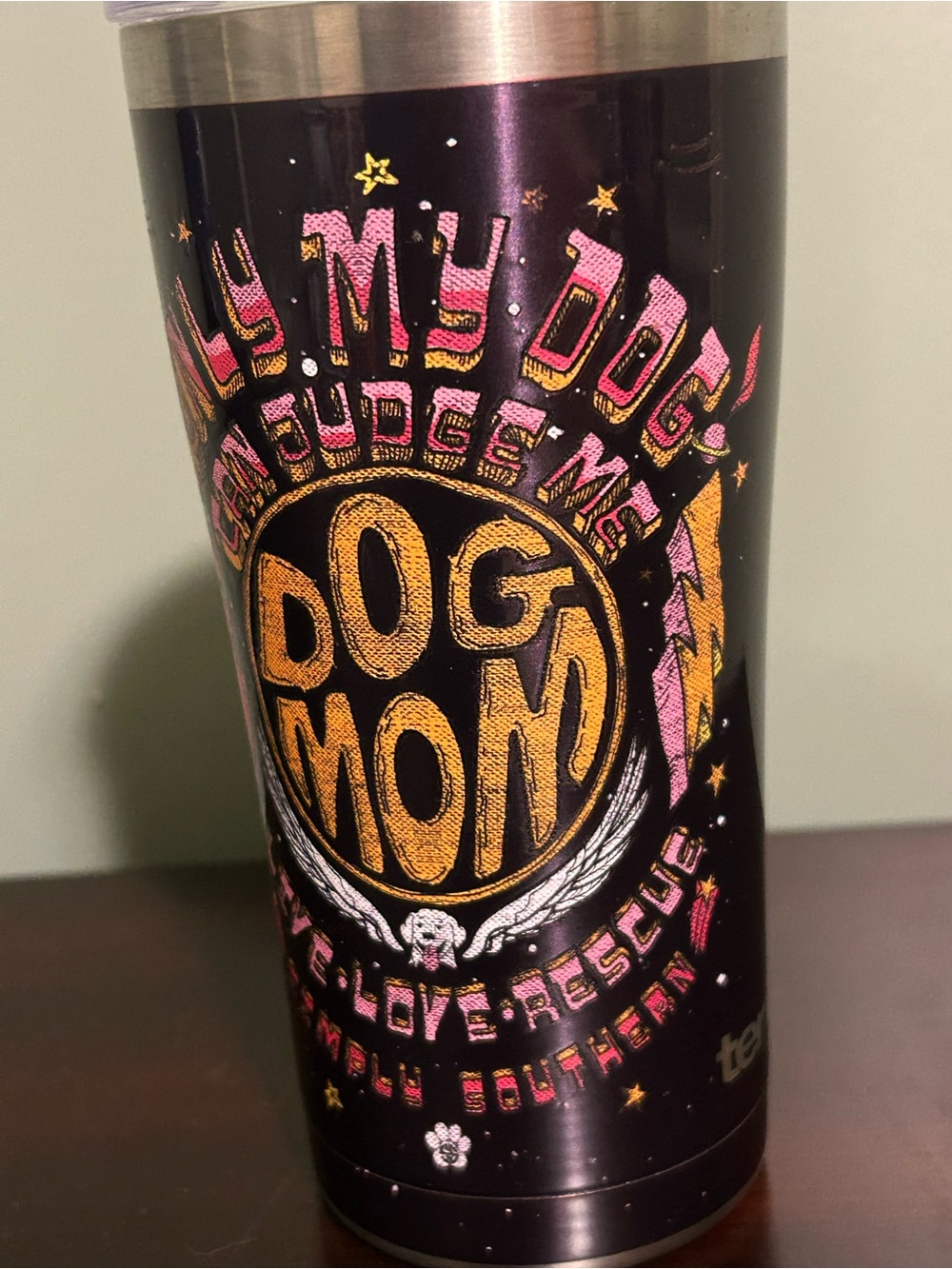 Simply Southern Dog Mom Tumbler - Black, Pink & Gold